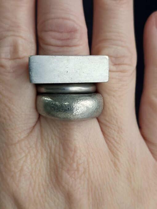 White Bronze Plated Alloy Rings (Set of 3) - Size 6.5 - Image 3