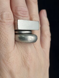 White Bronze Plated Alloy Rings (Set of 3) - Size 6.5