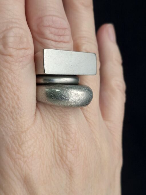 White Bronze Plated Alloy Rings (Set of 3) - Size 6.5
