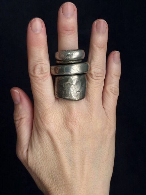 White Bronze Plated Alloy Rings (Set of 4) - Size 7 - Image 2