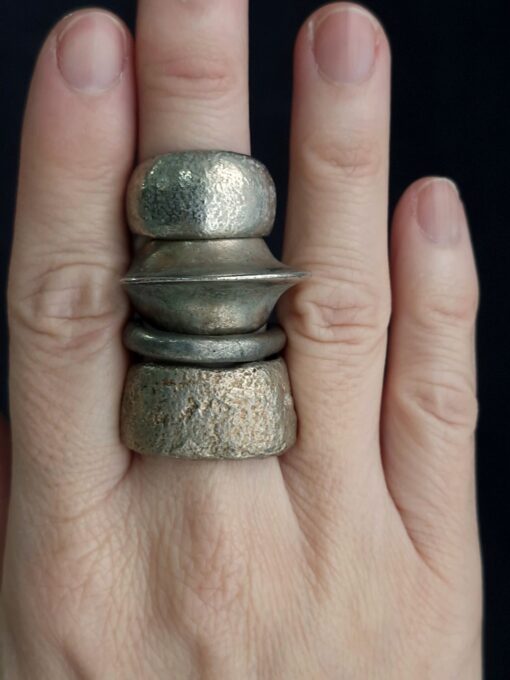 White Bronze Plated Alloy Rings (Set of 4) - Size 7.5 - Image 3