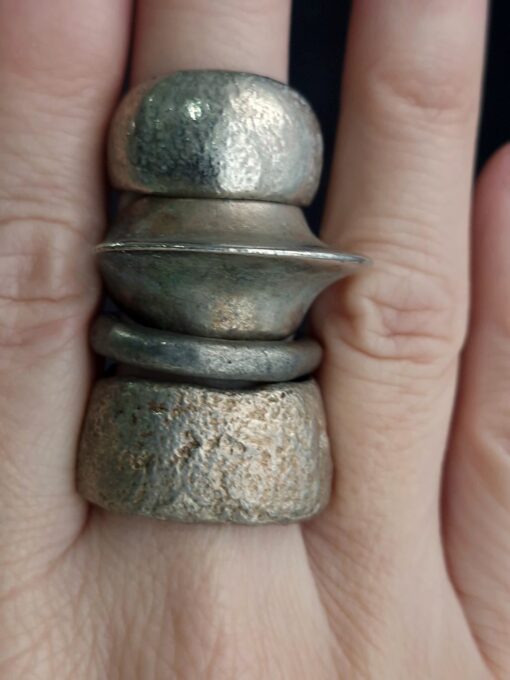 White Bronze Plated Alloy Rings (Set of 4) - Size 7.5