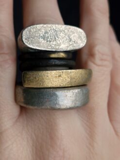 White Bronze Plated & Nickel-Free Gold Plated Alloy Rings (Set of 6) - Size 8
