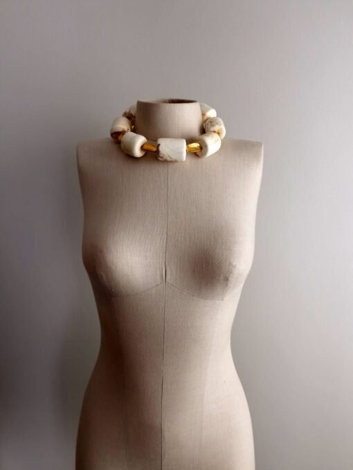 Vegan Ivory & Nickel-Free Gold Plated Alloy Necklace (Adjustable Length) - Image 2