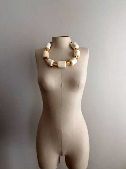 Vegan Ivory & Nickel-Free Gold Plated Alloy Necklace (Adjustable Length) - Image 4