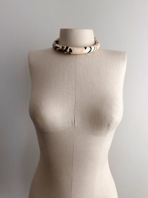 Vegan Ivory & Black Collar Necklace - Size Medium - Image 2