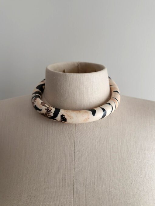 Vegan Ivory & Black Collar Necklace - Size Medium - Image 4