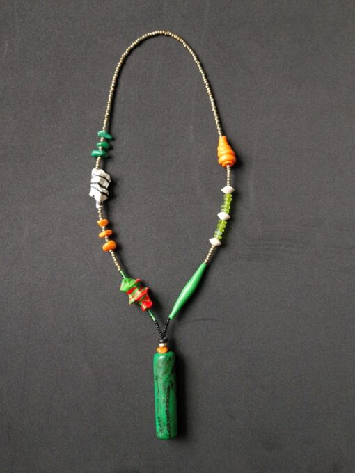 Green, Orange, White & Red Pendant Necklace