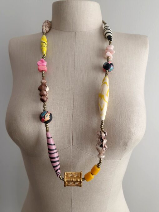 Pink, Yellow, Black & White Necklace - Image 2