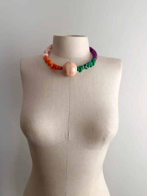 Pink, Purple, Green & Orange Necklace (Adjustable Length) - Image 3