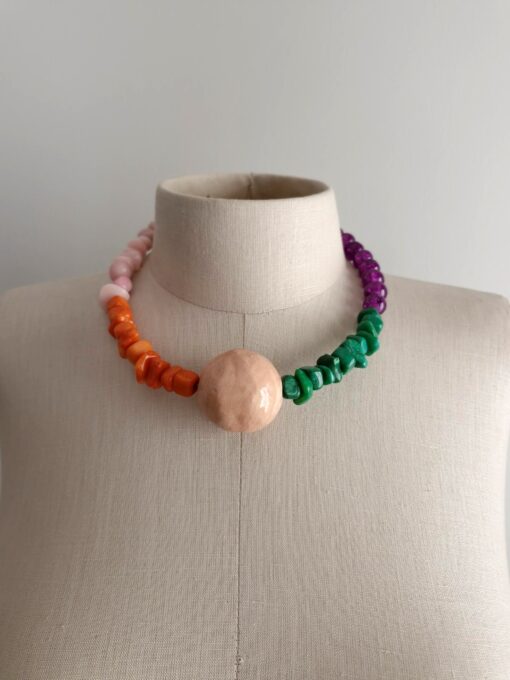 Pink, Purple, Green & Orange Necklace (Adjustable Length) - Image 2
