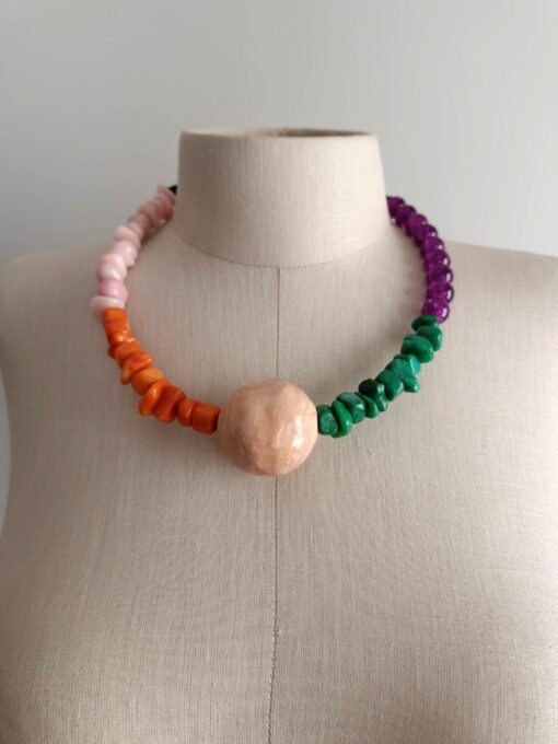 Pink, Purple, Green & Orange Necklace (Adjustable Length) - Image 4