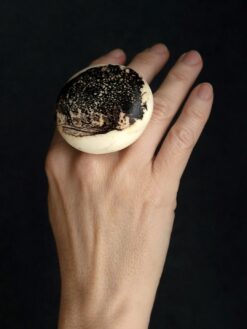 Vegan Ivory & Black Ring - Size 9