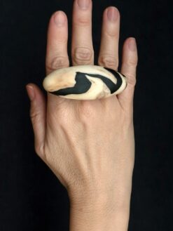 Vegan Ivory & Black Ring - Size 7.5