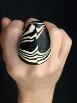 Vegan Ivory & Black Ring - Size 7