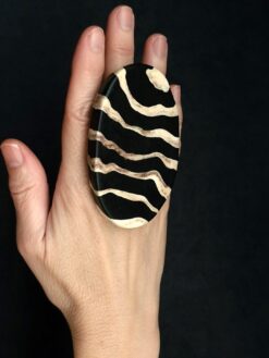 Vegan Ivory & Black Ring - Size 9