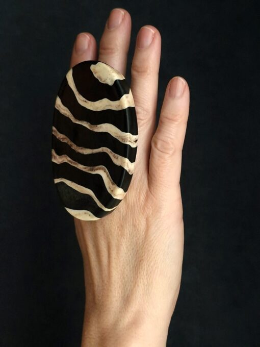 Vegan Ivory & Black Ring - Size 9 - Image 3