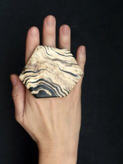 Vegan Ivory & Black Ring - Size 7.5