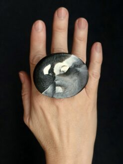 Vegan Ivory & Black Ring - Size 9
