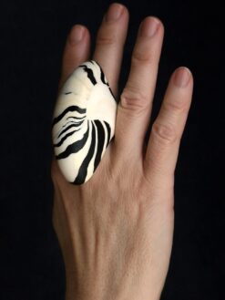Vegan Ivory & Black Ring - Size 8