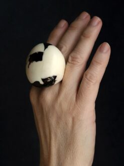 Vegan Ivory & Black Ring - Size 8
