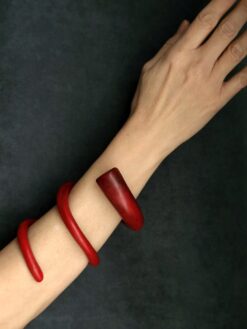 Red Double Wrap Snake Cuff - Size M - L