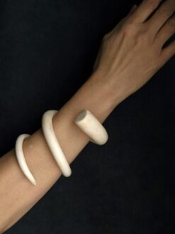 Vegan Ivory Double Wrap Snake Cuff - Size M