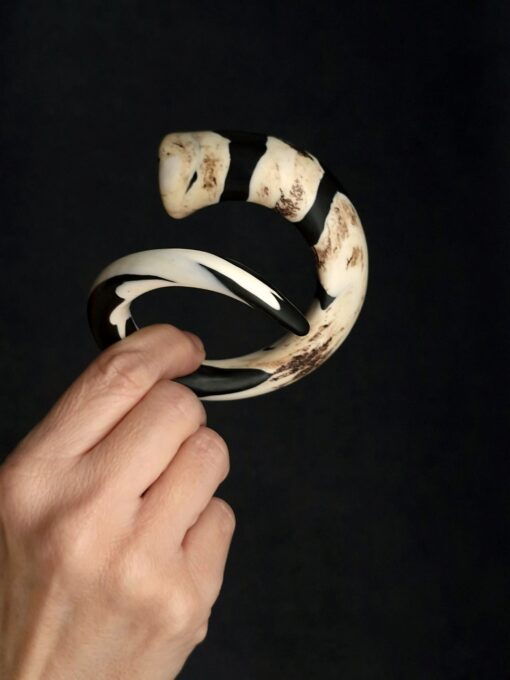 Vegan Ivory & Black Snake Cuff - Size S - Image 2
