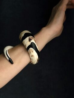 Vegan Ivory & Black Snake Cuff - Size S