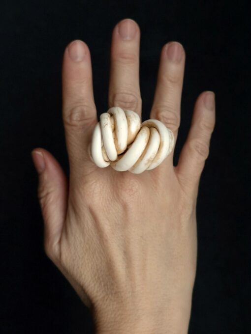 Vegan Ivory Sculptured Ring - Size 7.5 - Image 2