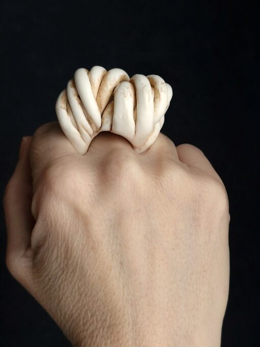 Vegan Ivory Sculptured Ring - Size 7.5 - Image 3