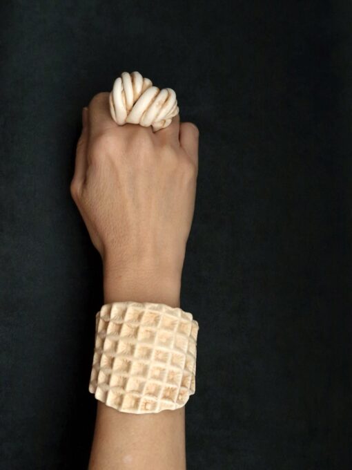 Vegan Ivory Sculptured Ring - Size 7.5 - Image 5