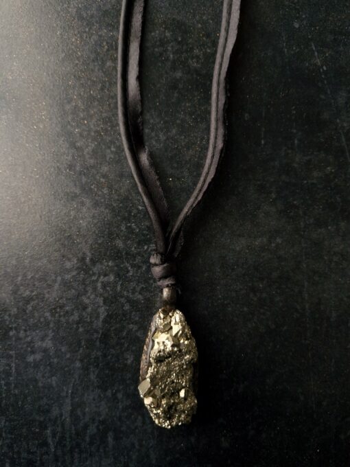 Pyrite Stone Pendant Necklace (Adjustable Length) - Image 2