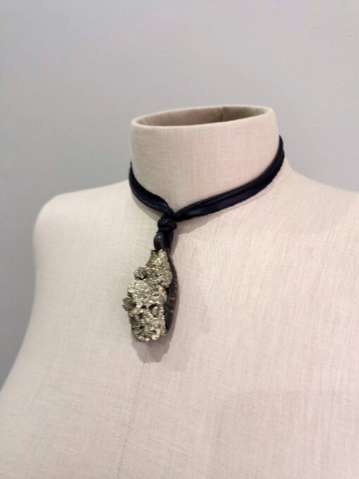 Pyrite Stone Pendant Necklace (Adjustable Length) - Image 3