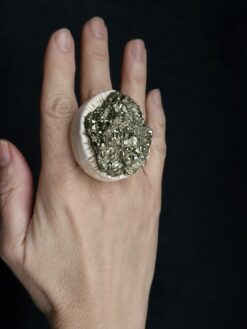 Pyrite Stone Ring - Size 9
