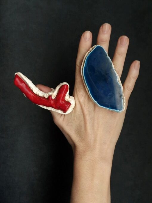Blue Agate Stone Ring - Size 8.5 - Image 3