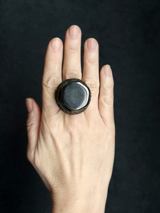 Hermatite Stone Ring - Size 8 - Image 4