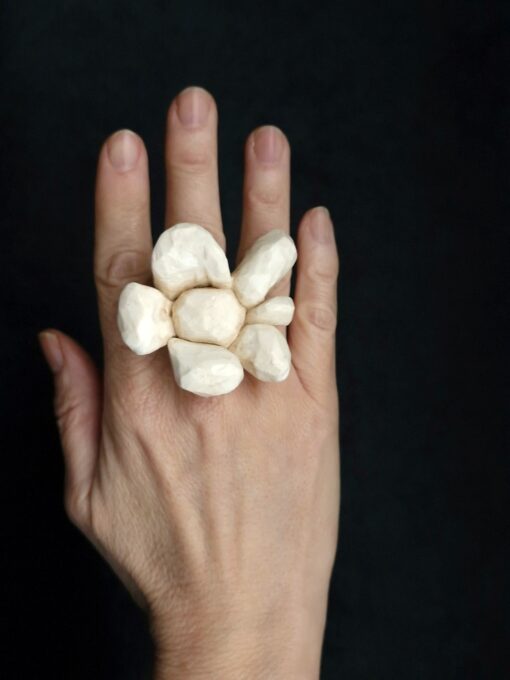 Vegan Ivory Flower Ring - Size 9 - Image 2