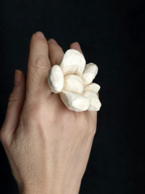 Vegan Ivory Flower Ring - Size 9 - Image 3
