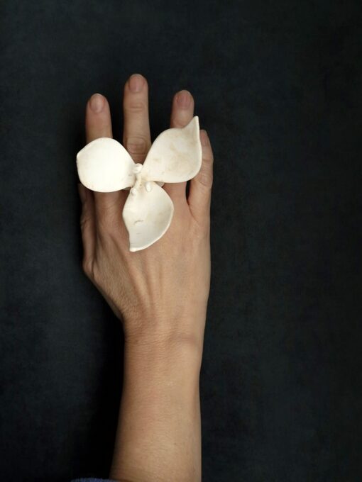 Vegan Ivory Flower Ring - Size 8 - Image 2
