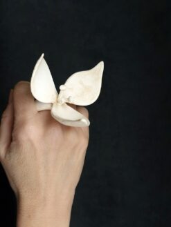 Vegan Ivory Flower Ring - Size 8