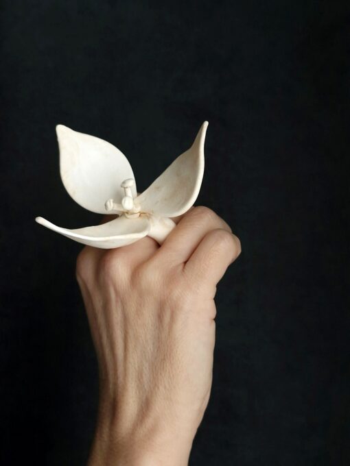 Vegan Ivory Flower Ring - Size 8 - Image 3