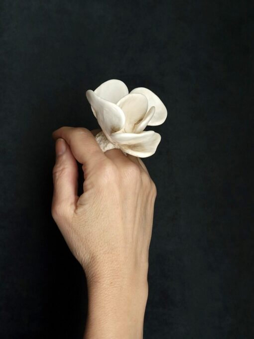 Vegan Ivory Flower Ring - Size 7.5 - Image 3