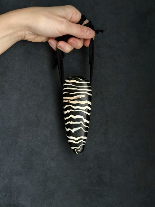 Vegan Ivory & Black Pendant Necklace (Adjustable Length) - Image 3