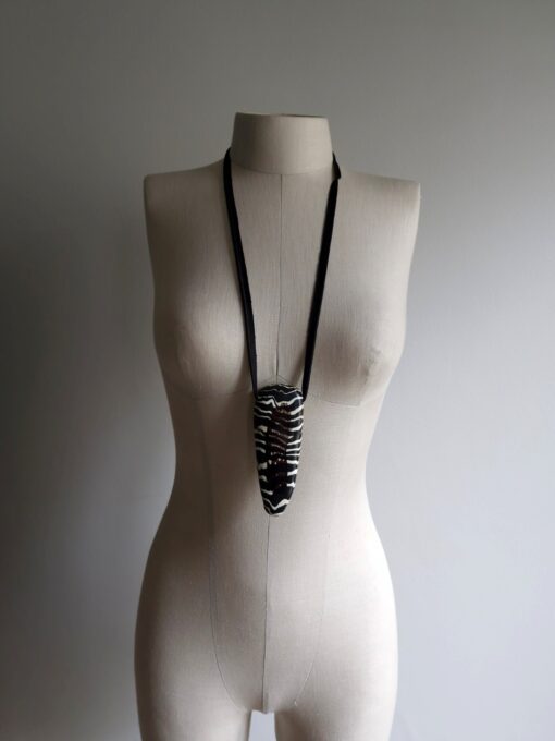 Vegan Ivory & Black Pendant Necklace (Adjustable Length) - Image 2
