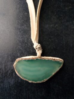 Green Agate Stone Pendant Necklace (Adjustable Length)