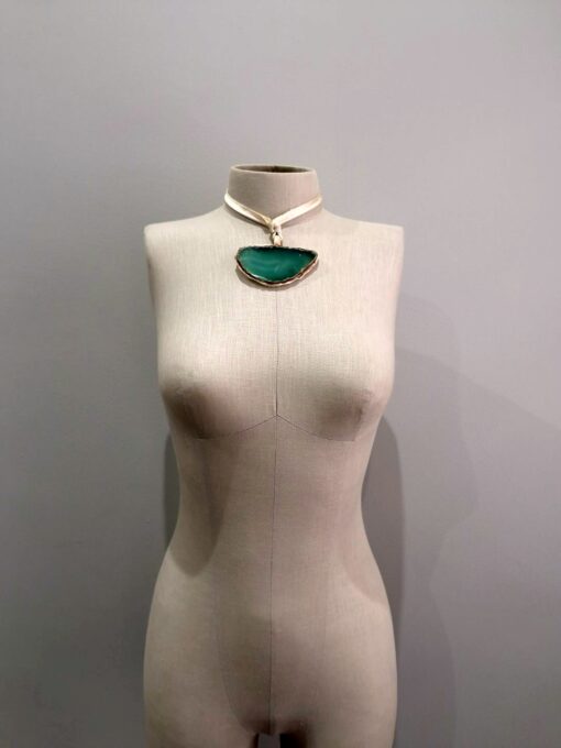 Green Agate Stone Pendant Necklace (Adjustable Length) - Image 2