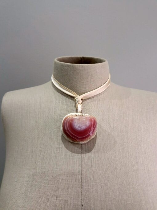 Apricot Agate Stone Pendant Necklace (Adjustable Length) - Image 4
