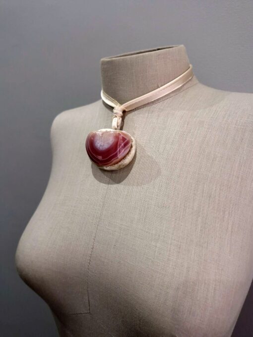 Apricot Agate Stone Pendant Necklace (Adjustable Length) - Image 2