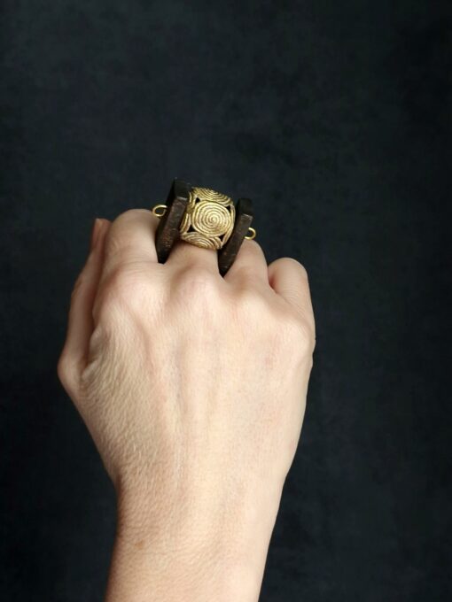Brass Ball & Black Spin Ring - Size 9 - Image 4